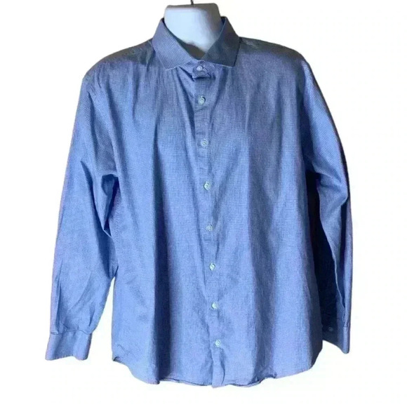 Nordstrom Trim Fit Dress Shirt Men's Size 17.5 Long Sleeve Button Front Plaid - Picture 3 of 5